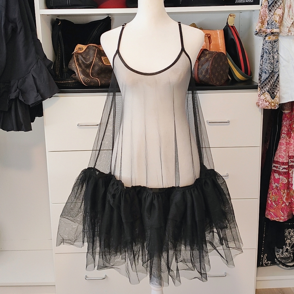 NWT!! Free People Black Noir sheer slip dress
